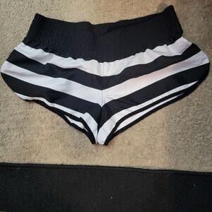 Source Unknown Black and White Striped Athletic Shorts